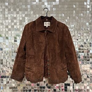 Scully Genuine Leather Brown Suede Jacket w/ Embroidered Trim